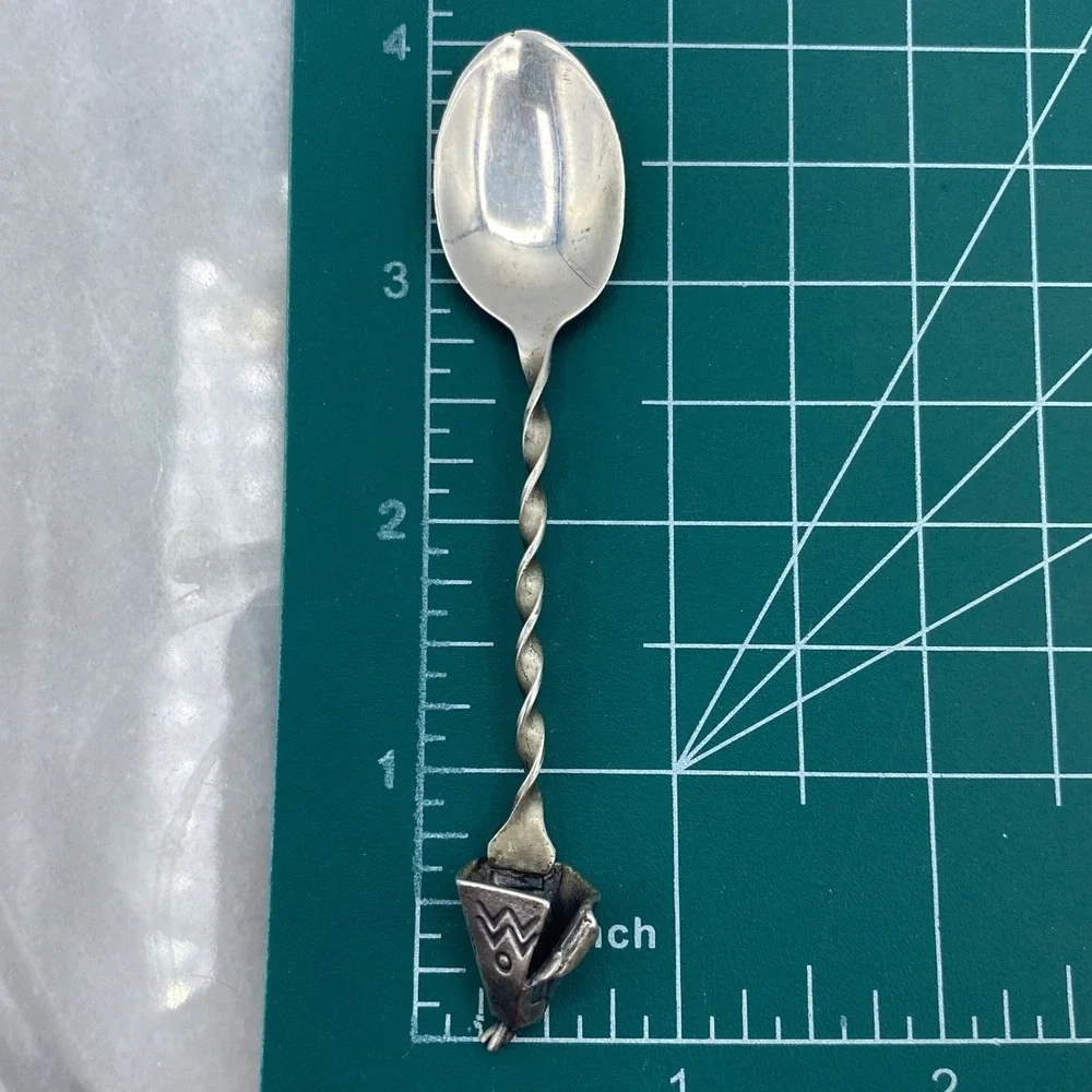Bell Trading Post Souvenir Spoon Silver Sterling Teepee Twisted Handle